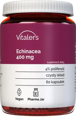 Immagine prodotto di Echinacea 400 mg di Vitaler – 60 capsule, vegano, integratore alimentare per 2 mesi, senza conservanti, composizione pura