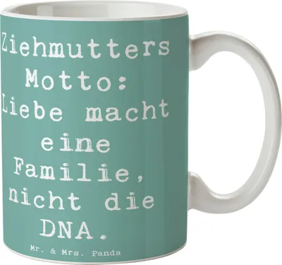 Produktbild von Mr. & Mrs. Panda Kaffeetasse Spruch Ziehmutter Liebe - Meeresbrise - Geschenk, Bonusmutter, haferl, cappuccinotasse, Kaffeebecher, Tasse, Verwandte, Fürsorge, Stiefmutter