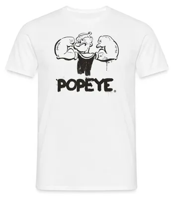 Produktbild von Spreadshirt Popeye Stirnrunzelnd Muskeln Anspannen Männer T-Shirt, 4XL, Weiß
