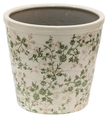 Image de Clayre & Eef Pot de fleurs Ø 22x20 cm Vert Beige Céramique Fleurs