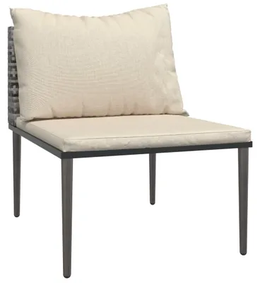 Produktbild von vidaXL Garten-Mittelsofa mit Kissen Grau Poly Rattan