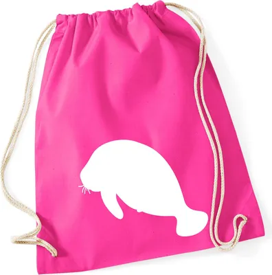 Produktbild von Huuraa Turnbeutel Seekuh Silhouette 12 Liter Fuchsia Baumwolle Rucksack Geschenkidee