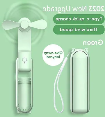 Produktbild von Mini-Handventilator mit Powerbank und Lampenfunktion, grün, bis 21 Stunden