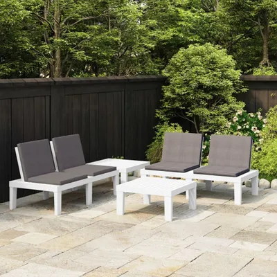Produktbild von The Living Store 4-tlg. Garten-Lounge-Set mit Auflagen Kunststoff Weiß