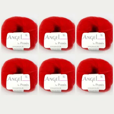 Immagine prodotto di 6x Angel by Permin – Lussuoso filato di mohair e seta (70/30) (96 rosso)