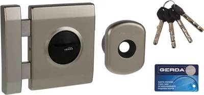 Image de Gerda TYTAN ZX PLUS Serrure en applique, anode platine, avec éléments de fixation, plaque anti-effraction, certificat classe C, gauche