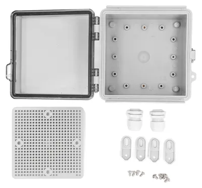 Produktbild von Wasserdichter Anschlusskasten, transparente Klappabdeckung, IP67 ABS-Kunststoff-Elektrogehäuse mit Montageplatte für den Außenbereich