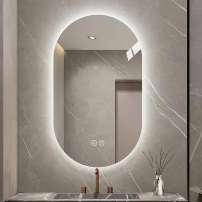 Produktbild von AIORBER 60x90cm LED Badezimmerspiegel Wandspiegel mit Anti-Beschlag Funktion Touch-Steuerung Dimmbar 3 Lichtfarben Silber
