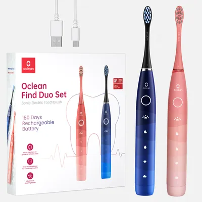 Obrázok produktu pre Oclean Flow Find Duo Set Červená a modrá sonická kefka, 2 ks