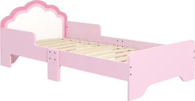 Image de ZONEKIZ Lit pour enfants de 3 à 6 ans 143 x 74 x 55 cm design nuage - sommier à lattes inclus, chambre moderne, rose