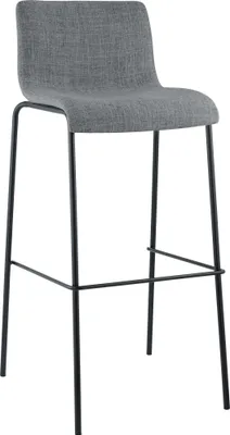Imagen del producto de Silla de bar Hoover - tapizada en tela, patas de metal negras - Gris claro