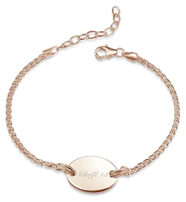 Produktbild von MATERIA by Matthias Wagner Gravurarmband Rosegold mit ovaler Gravurplatte 925 Silber rosé vergoldet SA-155-Rosegold
