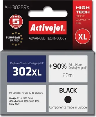 Produktbild von Tusz Activejet AH-302BRX (zamiennik HP 302XL F6U68AE; Premium; 20 ml; Czarny)