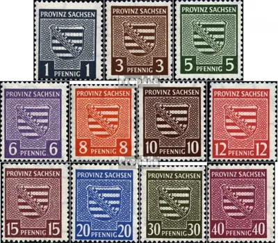 Produktbild von Briefmarken Sowjetische Zone (All.Bes.) 1946 Mi 73Y-84Y (kompl.Ausg.) steigendes Wasserzeichen postfrisch Provinzwappen