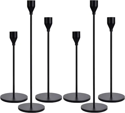 Produktbild von 6er-Set Kerzenständer für 3/4 Zoll Dicke Kerzen,Schwarze Kerzenhalter für Candlelight, zueinander passende Höhe, verleihen Ihrem Zuhause eine schöne