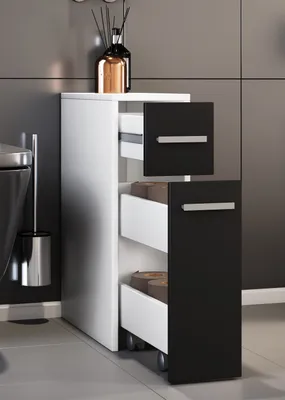 Produktbild von VCM Holz Midischrank | Nischenschrank | Maße: H. 61 x B. 20 x T. 45 cm | Raumteiler | 2 Schubladen - Zalo