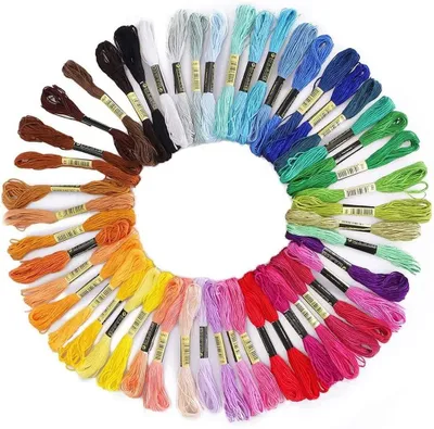 Immagine prodotto di Filo da ricamo, 50 gomitoli - Aghi da ricamo - Filo di cotone - Braccialetti dell'amicizia - Artigianato fai-da-te - 50 colori vivaci