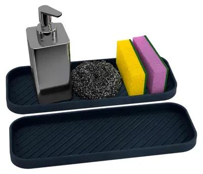 Produktbild von Schmaler Spülbecken Organizer, 2 Stück, Silikon, Schwarz