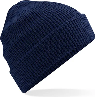 Produktbild von Beechfield B52N | Organic Baumwolle Waffle Beanie - 100% Baumwolle - Farbe: Oxford Navy - Größe: One Size