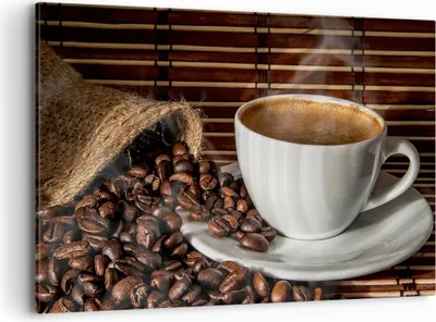 Produktbild von Bild auf Leinwand - Leinwandbild - Aroma Kaffee Getreide - 120x80cm - Wand Bild - Wanddeko - Leinwanddruck - Bilder - Kunstdruck - Wanddekoration - Leinwand bilder - Wandkunst - AA120x80-2382
