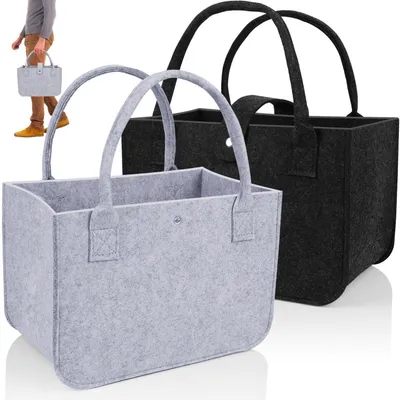 Productafbeelding van Feltetassen, set van 2, lichtgrijs/zwart, 30x18x20 cm