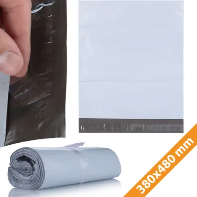 Produktbild von Rosfix Folierversandtaschen 380 x 480 mm – 100 Stück, Weiß, LDPE, 50 µm, Selbstklebend | Reißfest, Wasserdicht, Versandbeutel