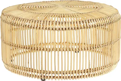 Produktbild von BELIANI Couchtisch heller Holzarbton Rattan Rund Wohnzimmer Salon Boho- und Ethno-Stil