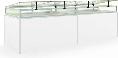 Produktbild von Frühbeetkasten 297x77 cm Frühbeetaufsatz  Aufzucht Treibhaus, Aluminium mit Polycarbonat Doppelstegplatten, UV-beständig, inkl. Öffnungsklappen