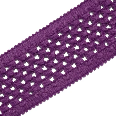 Elastisches Baumwollband Klöppeloptik ab 1m x 45mm Schrägband Klöppelspitze Stretch Elastisch Meterware violett