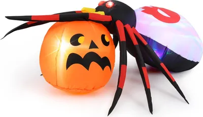 Produktbild von Aufblasbare Halloween-Spinne - Gartendeko - Drehende LED-Lichter - Mit Kürbis - Für den Außenbereich - Mehrfarbig