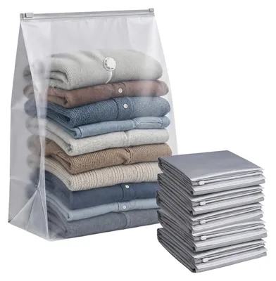Produktbild von Relaxdays Vakuumbeutel, 6er Set, 100 x 80 cm, Kompressionstüten, Bettwäsche & Kleidung, große Vakuumierbeutel, grau