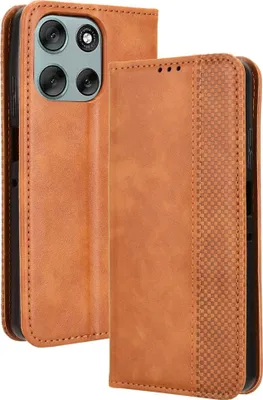 Produktbild von Motorola Moto G56 Hülle - Coverup Vintage Style Klapphülle - Braun