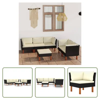 Produktbild von The Living Store 6-tlg. Garten-Lounge-Set mit Kissen Poly Rattan Schwarz