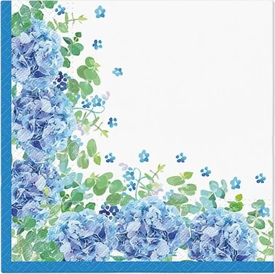 Produktbild von 20 Servietten Blue Meadow - Blaue Hortensien 33x33cm