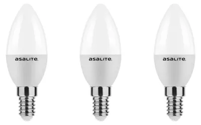 Produktbild von Asalite LED-Kerzenlampe C37 E14 6W 510lm 3000K 220-240V 3 Stück