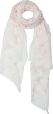 Produktbild von Glamexx24 Damen Schal Halstuch Kopftuch Stern Muster Star Stola Schaluchschal für Frühling Sommer Ganzjährig-Farbe: Weiß Rosa