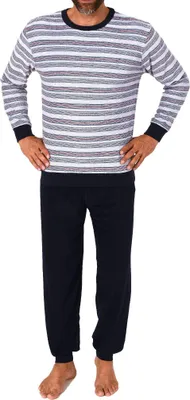 Produktbild von Eleganter Herren langarm Frottee Schlafanzug Pyjama mit Bündchen - auch in Übergrößen ; anthrazit1 , 52