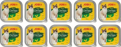 Produktbild von Josera JosiCat Pate Chicken - Nassfutter für ausgewachsene Katzen in Form von Hühnerpastete, 10 Schalen à 100g
