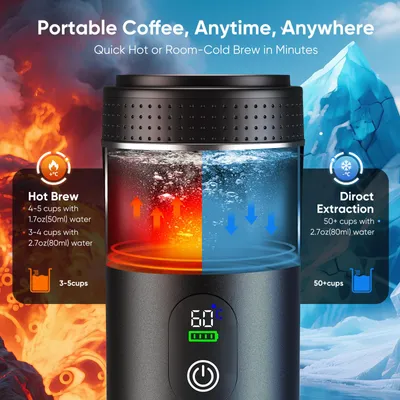 Produktbild von Tragbare Espressomaschine - Elektrische Kaffeemaschine - 3-in-1 für Kapseln und gemahlenen Kaffee - Für Auto, Zuhause und Camping - Schwarz