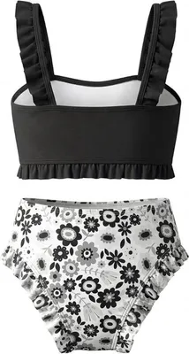 Niedliche Mädchen Bikini Set mit Rüschen und Blumenmuster für den Sommer, perfekt zum Schwimmen und für Strandaktivitäten