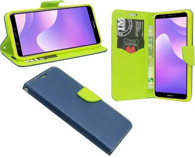 Produktbild von Huawei Y7 2018 Handyhülle Tasche Flip Case Smartphone Schutzhülle Blau