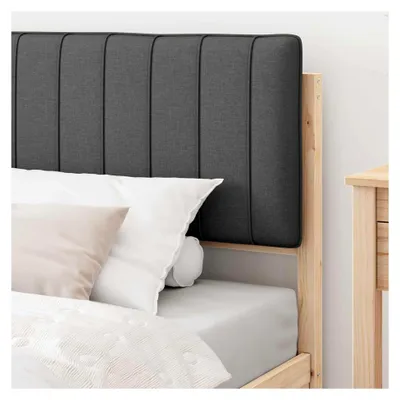 Produktbild von Massives Kiefernholzbett mit gepolsterter Kopfstütze - Dunkelgrau - 100x200 cm