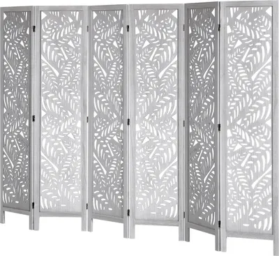 Obrázek produktu pro SucceBuy dřevěný rozdělovač místností - 6 panelů, výška 169 cm, skládací zástěna pro stylové rozdělení místností doma, v kanceláři a jinde