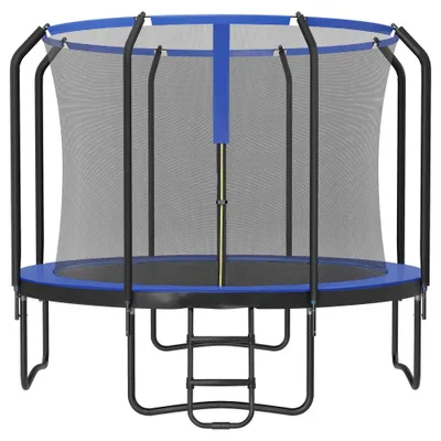 Immagine prodotto di Trampolino per bambini con rete di sicurezza e protezione perimetrale | Blu scuro | 366x366x90 cm