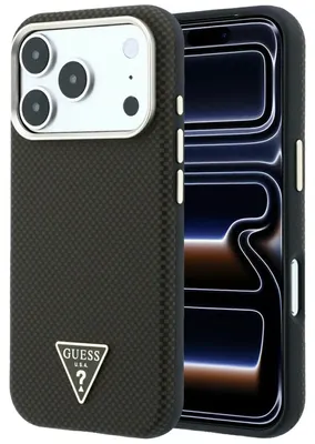 Obrázok produktu pre Puzdro Case Guess Polyamid Triangle Logo MagSafe pre iPhone 18 Pro / 17 Pro, hnedé