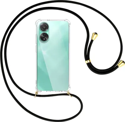 Produktbild von Handykette Backcover-Schutzhülle mit Band (Metall goldfarben) für Oppo A78 4G (CPH2565) - schwarz