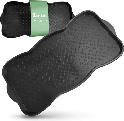 Produktbild von Schuhabtropfschale Schwarz für 3 Paar Schuhe, Groß, Robuster Kunstoff, Hoher Rand, mit Abtropfrillen. Schuhablage Shoe storage Schuhwanne