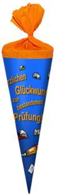 Produktbild von Ganzjahres Schultüte / Geschenktüte / Länge: 22cm / rund / "Bestandene Prüfung"