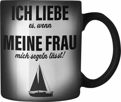 Produktbild von Trendation - Segeln Geschenk Farbwechsel Zauber-Tasse Segler Geschenkidee Segelmboot Kapitän Karabiner Farbwechsel Zauber-Tasse Edelstahl Kaffeebecher (Schwarz)
