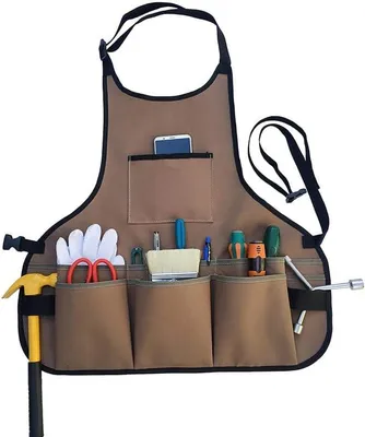 Produktbild von Arbeitsschürze - 58 x 60 cm - Gartenschürze mit Taschen - Verstellbarer Verschluss - Oxford-Gewebe - für Garten, Küche, Backen und Friseur